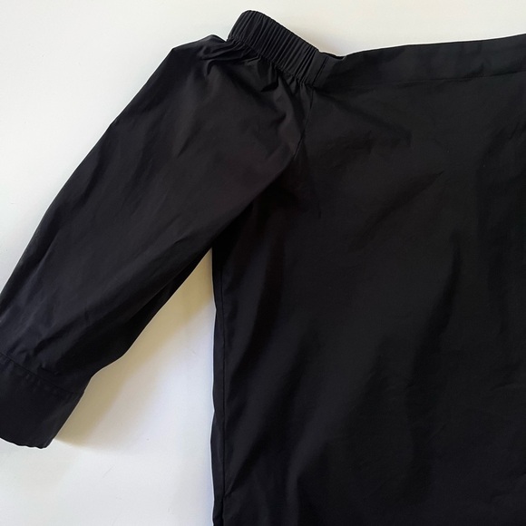 Theory Cotton Poplin Off Shoulder Black Dress - Picture 10 of 14